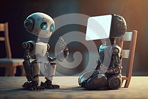 AI Machine Robot Learning, Neural Network Illustration, Artificial intelligence Concept, Generative AI