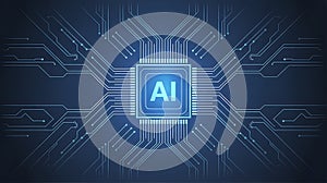 AI Microchip on Circuit Board Artificial Intelligence Processor Core Technology