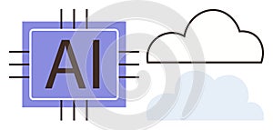 AI Chip with Cloud Representation for Technology and Digital Storage Concept