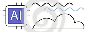 AI Microchip and Cloud Illustration Representing Artificial Intelligence and Cloud Computing Concepts