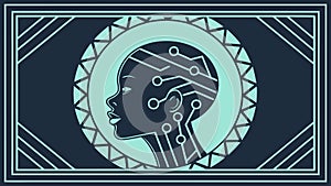 AI Mind Brain Circuit Profile, Digital Intelligence Concept, vector design Generative AI