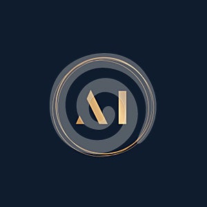 AI monogram logo. Letter a, letter i luxury font icon.