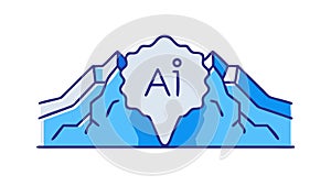 AI Mountain, Artificial Intelligence Landscape, Future Tech, vector design Generative AI