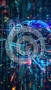 AI Neural Analysis: Digital Patterns and Binary Code Brain Representation