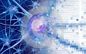 AI and neuroscience aor digital neurology brain function concept as artificial intelligence or virtual reality technology as a 3D