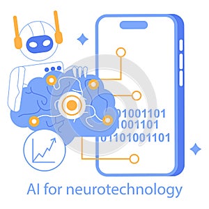 AI for neurotechnology concept Vector photo