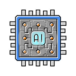 ai optimization chip data center color icon vector illustration