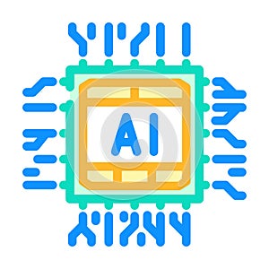 ai optimization chip data center color icon vector illustration