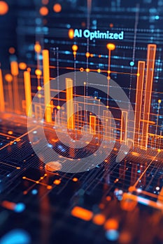 AI Optimized Data Visualization with Futuristic Orange Digital Interface.
