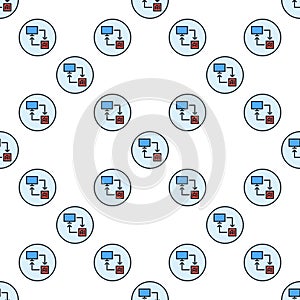 AI PC vector Artificial Intelligence Computer round colored seamless pattern