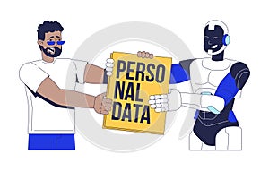 AI and personal data privacy concerns 2D illustration concept