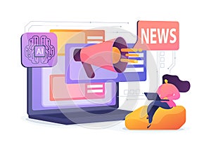 AI-Personalized Newsfeed abstract concept vector illustration.