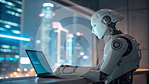 AI Perspective Night City Coding Robot