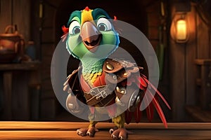 Petfluencers: The Charming Parrot\'s Adventure to Emulate a Musketeer on Brown Background photo