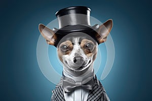 Petfluencers - The Dog\'s Great Aspiration: Aiming to Master the Craft of Detection, Inspired by Sherlock Holmes on Blue photo