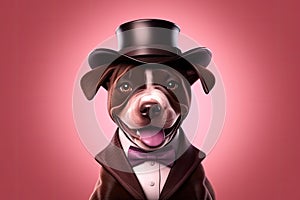 Petfluencers - The Dog\'s Great Aspiration: Aiming to Master the Craft of Detection, Inspired by Sherlock Holmes on Pink photo