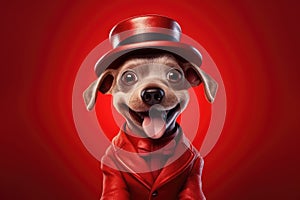 Petfluencers - The Dog\'s Great Aspiration: Aiming to Master the Craft of Detection, Inspired by Sherlock Holmes on Red photo