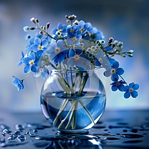 AI photo of Forget me not flower in vase