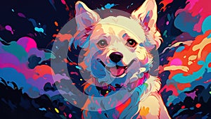 AI Pop colors cute dog puppy, Background