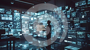 AI-powered assistant projecting holographic information.