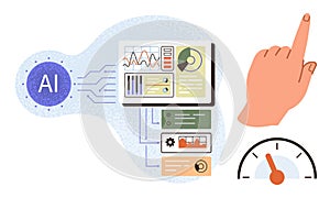 AI-Powered Dashboard with Analytics, Data Flow, and User Interaction Concept