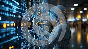 AI-Powered Platform Interface with Futuristic Robot