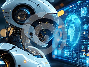 AI-Powered Robot Working on Data Processing