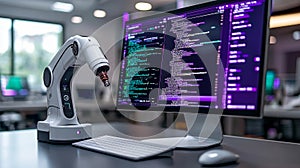 AIPowered Robotic Device at Modern Desk Setup