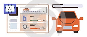 AI-powered vehicle diagnostics with maintenance progress and performance tracking visualization
