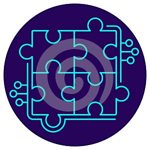 AI Problem Solving Icon. Minimalistic neon outline