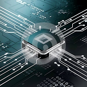 AI Processor Chip on Abstract Circuit Board â Artificial Intelligence Technology Background.