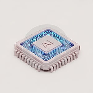 AI Processor Chip with Glowing Circuits