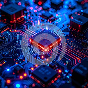 AI Processor Chip Powering a Digital Network