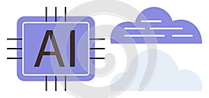 AI Processor with Cloud Elements Representing Technology and Computing Innovation