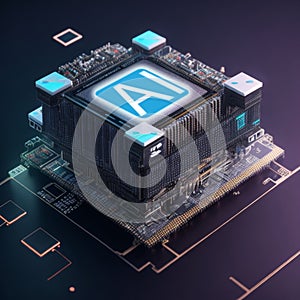 AI processor, generates, prompt, artificial, intelligence, generator, futuristic