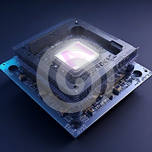 AI processor generator text to image of intelligence, prompt for generates, light blue, 3d render and artificial intelligence,