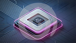 AI Processor with Neon Glow and Circuitry artificial intelligence