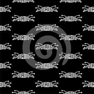 AI Processor seamless pattern isolated on black background
