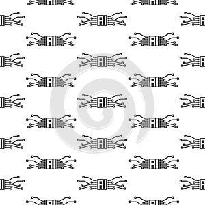 AI Processor seamless pattern isolated on white background