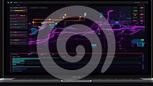 AI programming interface with code and algorithm graphics on the screen