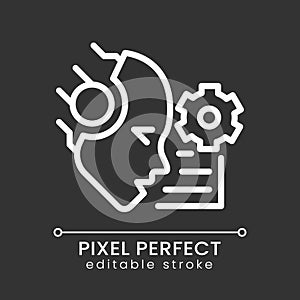 AI reads and summarize pixel perfect white linear icon for dark theme