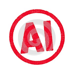 AI red circle ink stamp