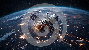 AI Rendered Space Station Above Earth â Futuristic Vision photo