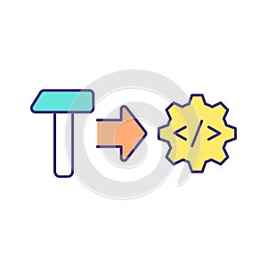 AI replacing human labor RGB color icon photo
