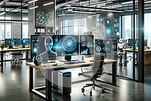 AI Revolution in a Sleek Modern Workspace