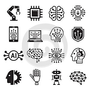 Ai robot artificial intelligence icons. Vector illustration photo