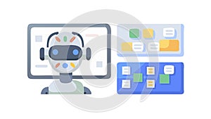 AI Robot Computer Interface, Artificial Intelligence Automation, vector design Generative AI