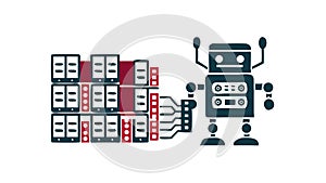 AI Robot Data Processing Cloud Computing Icon, vector design Generative AI