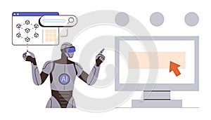 AI Robot Demonstrates Data Analysis and User Interaction on Digital Interface