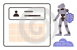 AI Robot Guard Protecting Data in Secure User Interface Concept with Cloud Technology